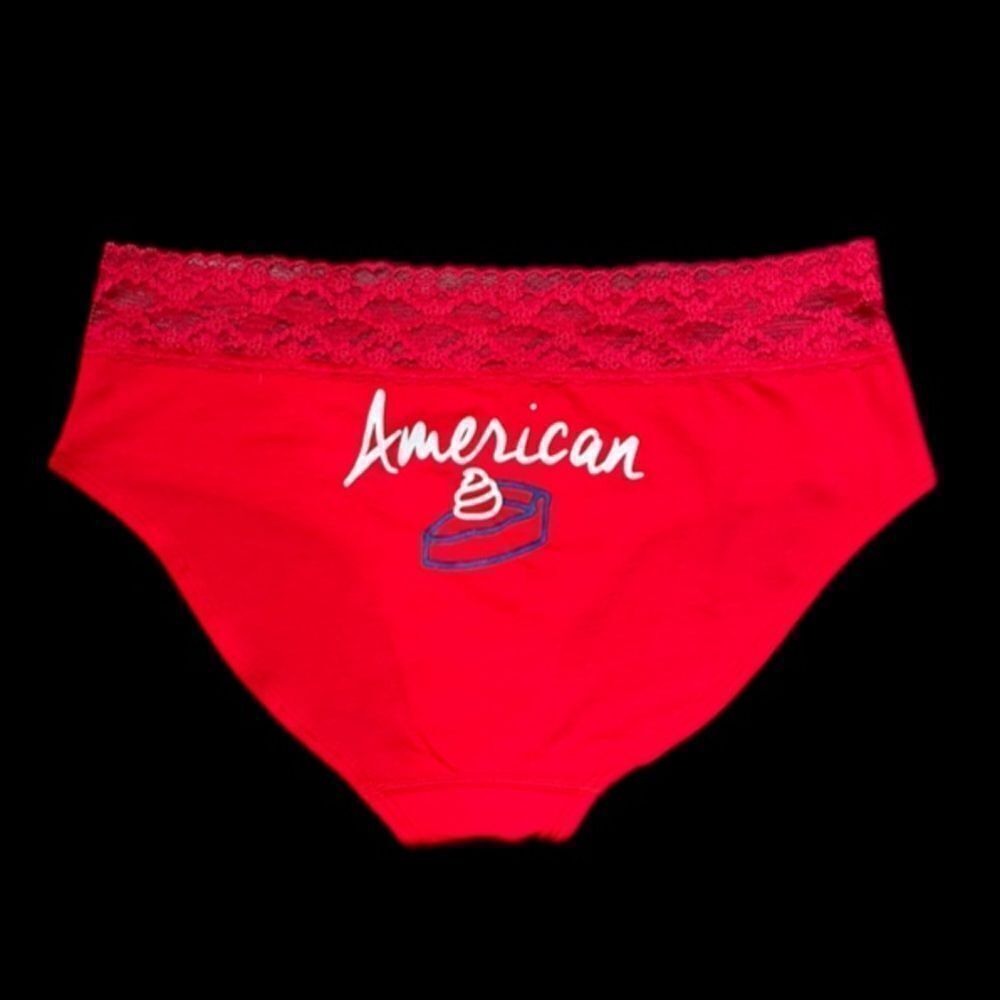 Victorias Secret Cotton Low Rise Lace Waist Hiphugger Hipster Panty Red L